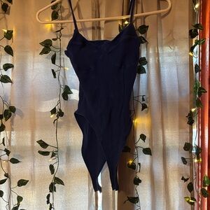 SHEIN Blue Ribbed Bodysuit